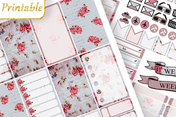 Download Big Planner Stickers Vintage Flower Pink - Premium Bundle