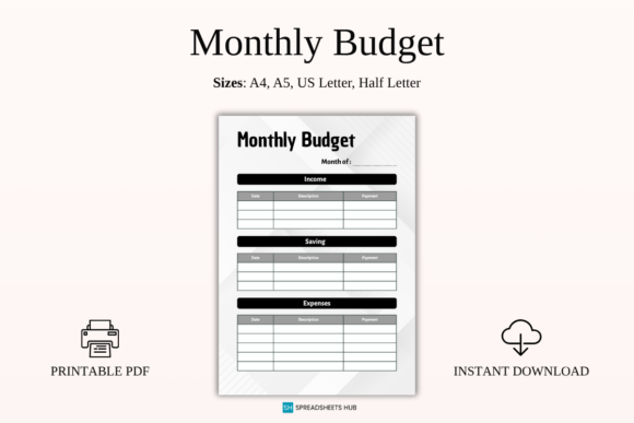 Download Modern Monthly Budget Planner PDF - Budget planner pdf Collection